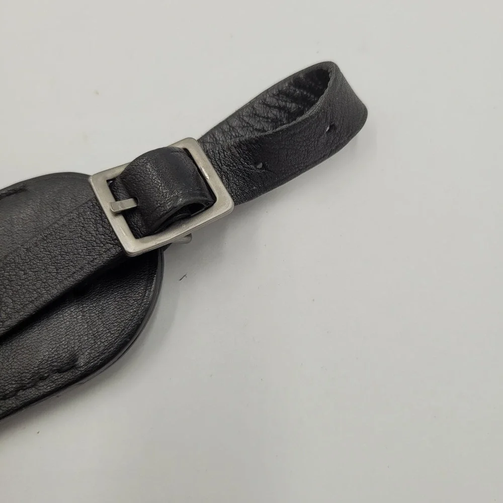 Louis Vuitton Black Taiga Leather Luggage Tag ID Name Holder Silver Hardware